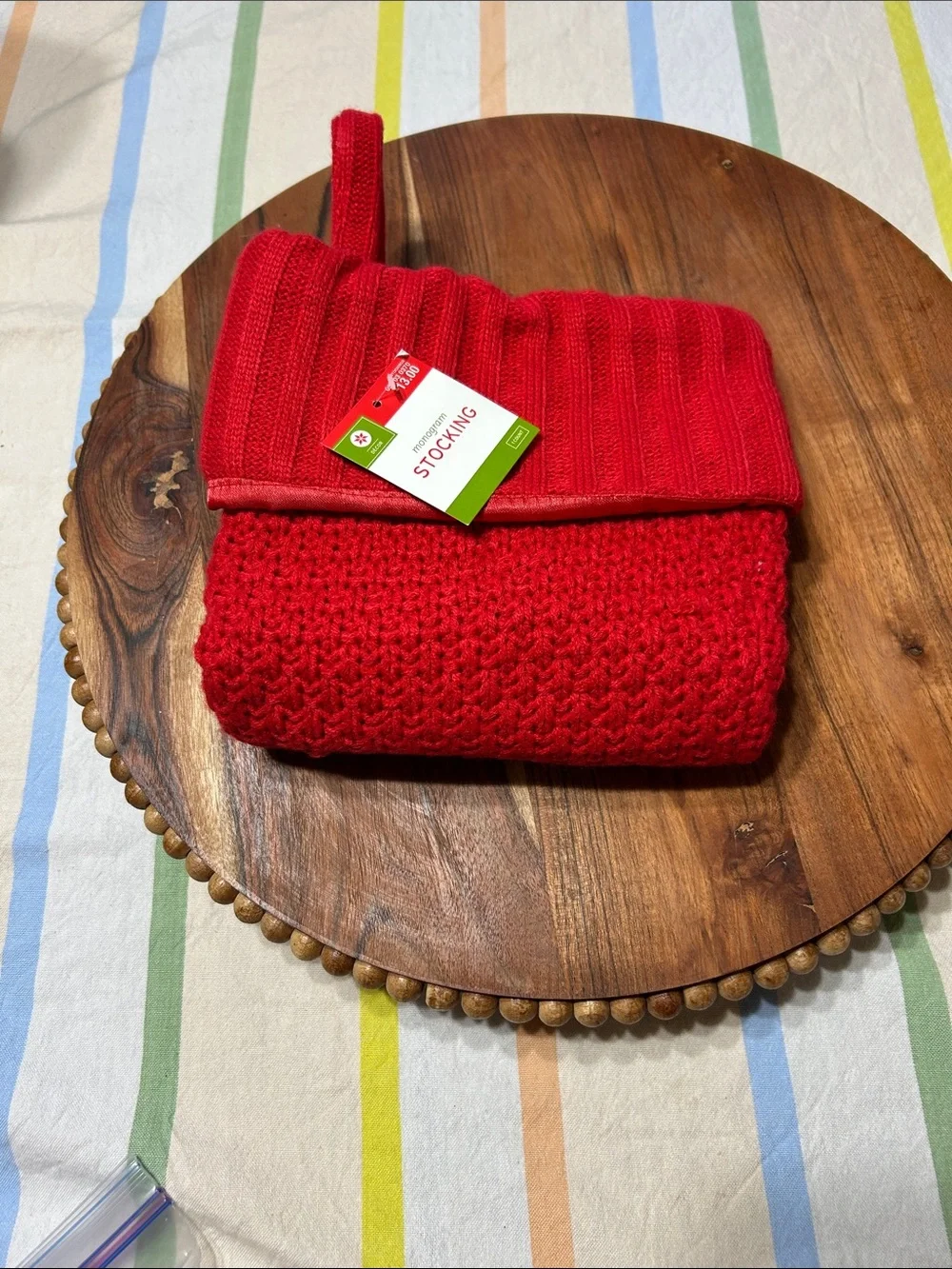 Red Thick Knitted Lined Holiday Christmas Stocking with Monogrammed Letter H NWT